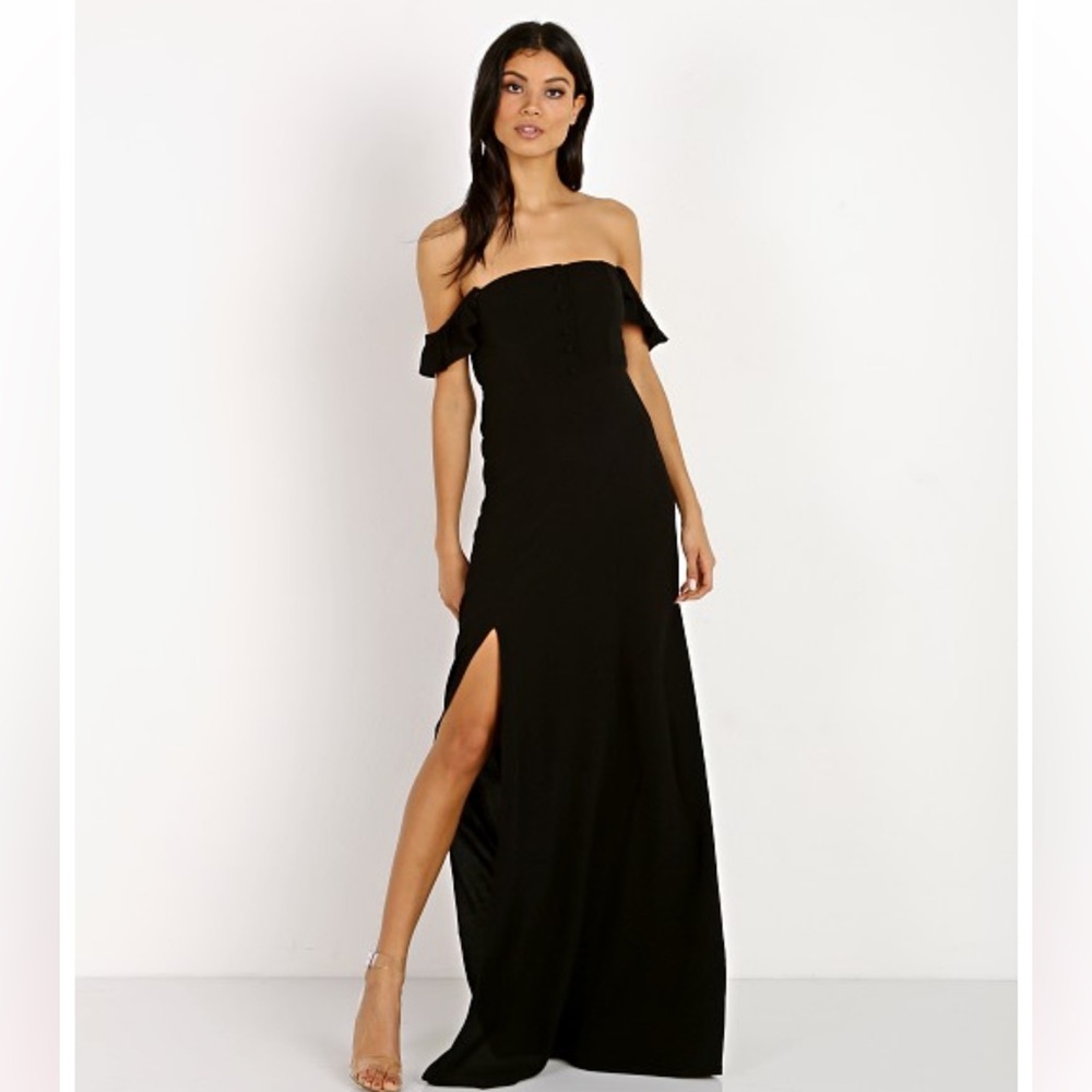 Flynn Sky black off the shoulder gown size xsmall